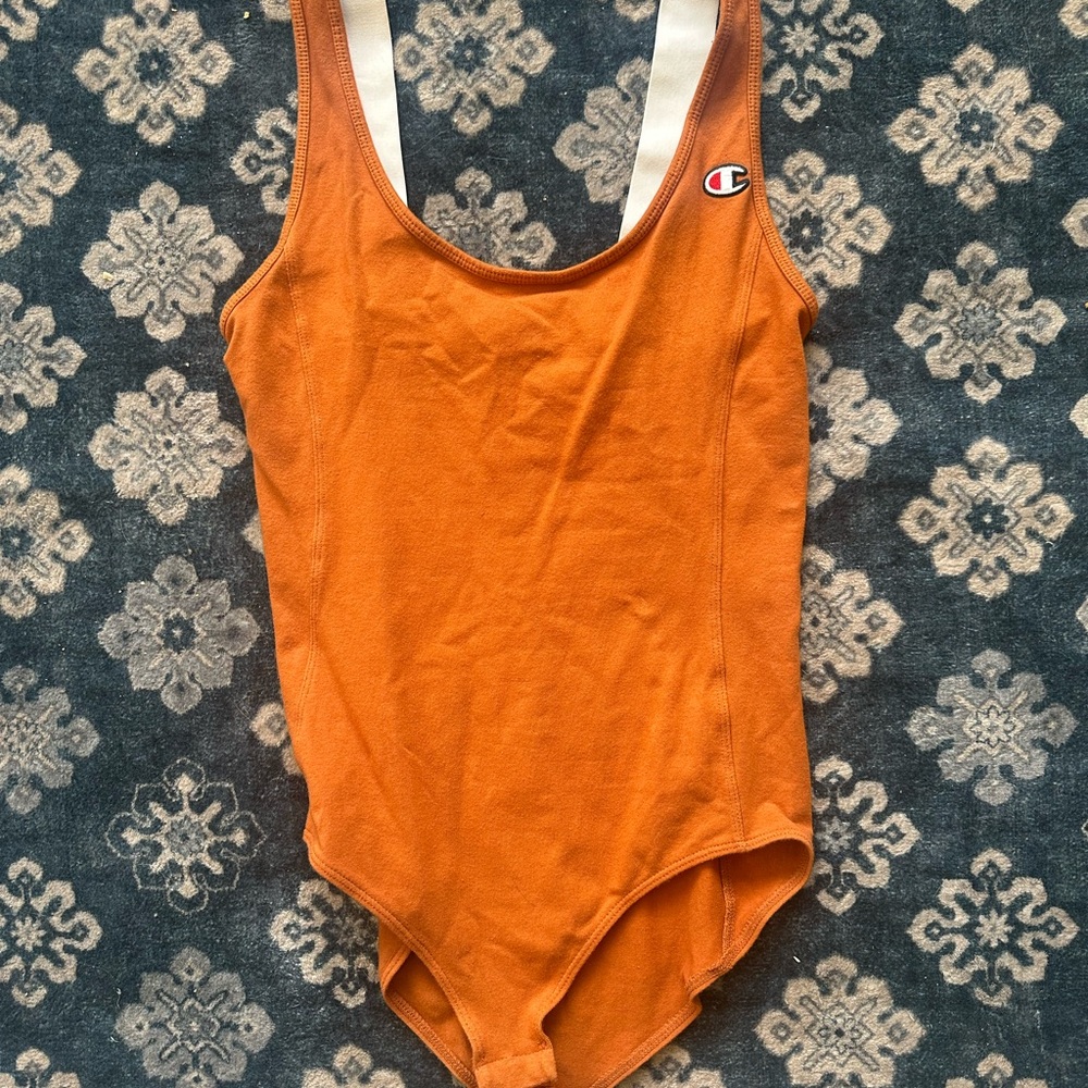 Champion Orange Bodysuit with Scoop Neckline